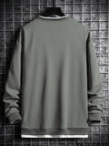 kkboxly  Men's Contrast Color Hem Sweatshirt, Casual Comfy Loose Pullover, Mens Clothing