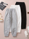 3 Pcs Girls Joggers Letter Print Elastic Waist Trendy Sweatpants Jogger Pants Outfit