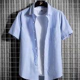 kkboxly  Solid Color Men's Casual Short Sleeve Shirt With Chest Pocket, Men's Shirt For Summer Vacation Resort