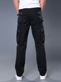 dunnmall  kkboxly  Men's Casual Black Cargo Pants With Zip Up Pockets