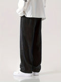 kkboxly  Men's Corduroy Wide Leg Pants, Casual Waist Drawstring Trousers For Leisure Activities