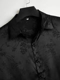 kkboxly kkboxly Elegant Floral Print Men's Mature Casual Short Sleeve Lapel Shirt, Summer Holiday Top, Photography