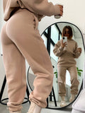 kkboxly Casual Two-piece Set, Solid Hoodie & Elastic Waist Jogger Pants Outfits, Women's Clothing