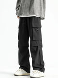 kkboxly Trendy Cargo Pants, Men's Multi Flap Pocket Trousers, Loose Casual Outdoor Pants, Men's Work Pants Outdoors Streetwear Hip Hop Style