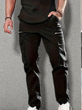 Men's  Trendy Solid Tactical Pants, Casual Multi Pockets Trousers For Outdoor