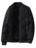 kkboxly  Men's Casual Warm Fleece Lined Padded Jacket, Chic Stand Collar Coat For Fall Winter