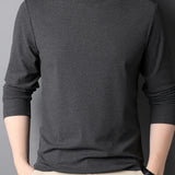 kkboxly Solid Trendy Sweatshirt, Men's Casual Basic Crew Neck Sweatshirt For Men Fall Winter