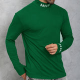 kkboxly  Men's Turtleneck Long Sleeve T-Shirt, Casual Stretch Sports Tops For Spring Fall