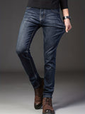 kkboxly  Classic Design Semi-formal Jeans, Men's Casual Stretch Denim Pants For All Seasons Business