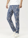 kkboxly  Men's Jacquard Denim Suit, Button Lapel Denim Jacket And Trendy Jeans For Spring Autumn