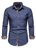 kkboxly  Men's Long Sleeve Denim Clash Shirt