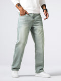 kkboxly  Loose Fit Straight Leg Jeans, Casual Street Style Denim Pants