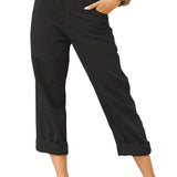 kkboxly  Solid Elastic Waist Pants, Casual Wide Leg Pants For Spring & Summer, Women's Clothing