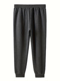 Plus Size Men's Solid Joggers Oversized Drawstring Sports Casual Pants For Fall Winter, Men's Clothing