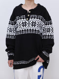 kkboxly  Men's Jacquard Polo Collar Sweater For Spring & Autumn, Knit Pullover Sweater, Plus Size