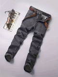 Men's Regular Chic Jeans, Street Style Distressed Stretch Denim Pants