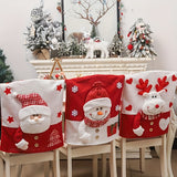 Set of Christmas Chair Covers, Santa, Snowman, Reindeer Designs, Non-Woven Fabric, Foldable, Stain-Resistant, Removable, with Ideal for Festive Party Decor, for Office, Dining, Reading