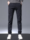 Men's Warm Fleece Retro Plaid Casual Pants For Fall Winter