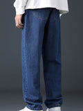 kkboxly  Classic Design Loose Fit Jeans, Men's Casual Street Style Denim Pants For All Seasons