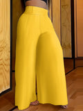 Solid Simple Palazzo Pants, Casual Wide Leg Elastic Waist Pants, Women's Clothing