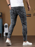 kkboxly  Men's Chic Skinny Jeans, Men's Casual Street Style Distressed Stretch Denim Pants