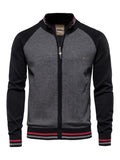 kkboxly  Men's Spliced Jacket Cardigan Sweatshirt Zip Top Streetwear