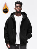 kkboxly  Solid Men's Hooded Jacket Casual Long Sleeve Hoodies With Zipper Gym Sports Hooded Coat For Winter Fall