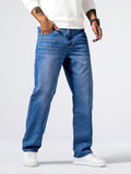 kkboxly Loose Fit Straight Leg Jeans, Men's Casual Street Style Distressed Denim Pants For All Seasons