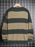 kkboxly  Trendy Men's Color Block Knitted Sweater - Warm And Comfortable Loose Pullover For Stylish Men