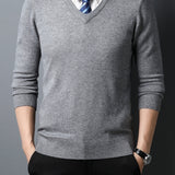 Men's Thick Warm Winter V-Neck Slim Knitted Pullover Sweater (Not Included Shirt)