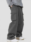 kkboxly Pocket Men's Straight Leg Cargo Pants, Loose Casual Outdoor Pants, Mens Work Pants For Hiking