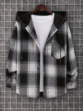 kkboxly  Plaid Shirts Jackets For Hooded Shirts Button Up Stylish Coat Jackets For Men