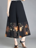 Floral Pattern Chiffon Cropped Wide Leg Pants, Casual Belted Pants For Spring & Summer, Women's Clothing