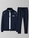 kkboxly  Two Piece Outfits For Men, Men Classic Design Zipper Up Jacket And Sweatpants Drawstring Pants