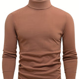 kkboxly  Casual Solid Men's Autumn And Winter Turtleneck Long-sleeved Fit T-shirt