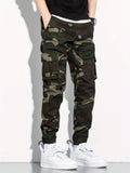 kkboxly  Men's Camo Print Flap Pocket Cargo Pants