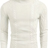 kkboxly  Men's Plain Turtleneck Sweater, Trendy High Stretch Fashion Comfy Thermal Tops