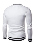 kkboxly  Men's Colorblock Autumn Winter Warm V-Neck Long Sleeve Sweatshirt