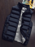 kkboxly Stay Warm in Style: Men's Casual Black Padded Sleeveless Vest - Best Sellers!