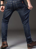 kkboxly  Classic Design Semi-formal Jeans, Men's Casual Stretch Denim Pants For All Seasons Business