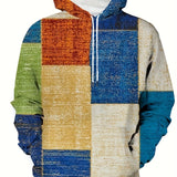 Men's Spring & Autumn Patchwork Sweatshirt Hoodies For Sports/outdoor, Men's Clothing, Plus Size