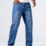 kkboxly  Men's Classic Design Loose Fit Distressed Jeans, Casual Street Style Denim Pants For The Four Seasons