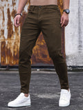 kkboxly  Chic Slim Fit Jeans, Men's Casual Street Style Medium Stretch Denim Pants