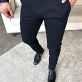 kkboxly Solid Color Slim Men's Pants Europe And The United States Style Fashion Pencil Pants Business Casual Daily Hundred Foot Pants