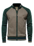 kkboxly  Men's Spliced Jacket Cardigan Sweatshirt Zip Top Streetwear