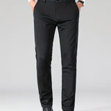 kkboxly  Men's Highly Stretch Business Pants, Straight Leg Wrinkle-resistant Business Trousers Mens Formal Trousers