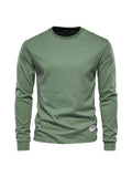 kkboxly  Men's Basic Solid Cotton O-neck Long Sleeve T-Shirt