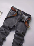 Men's Regular Chic Jeans, Street Style Distressed Stretch Denim Pants