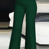 kkboxly  Solid Color Bootcut Pants, Elegant High Waist Pants, Women's Clothing