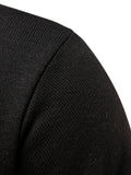 kkboxly  Turtle Neck Knitted Sweater, Men's Casual Warm Solid Slightly Stretch Pullover Sweater For Fall Winter